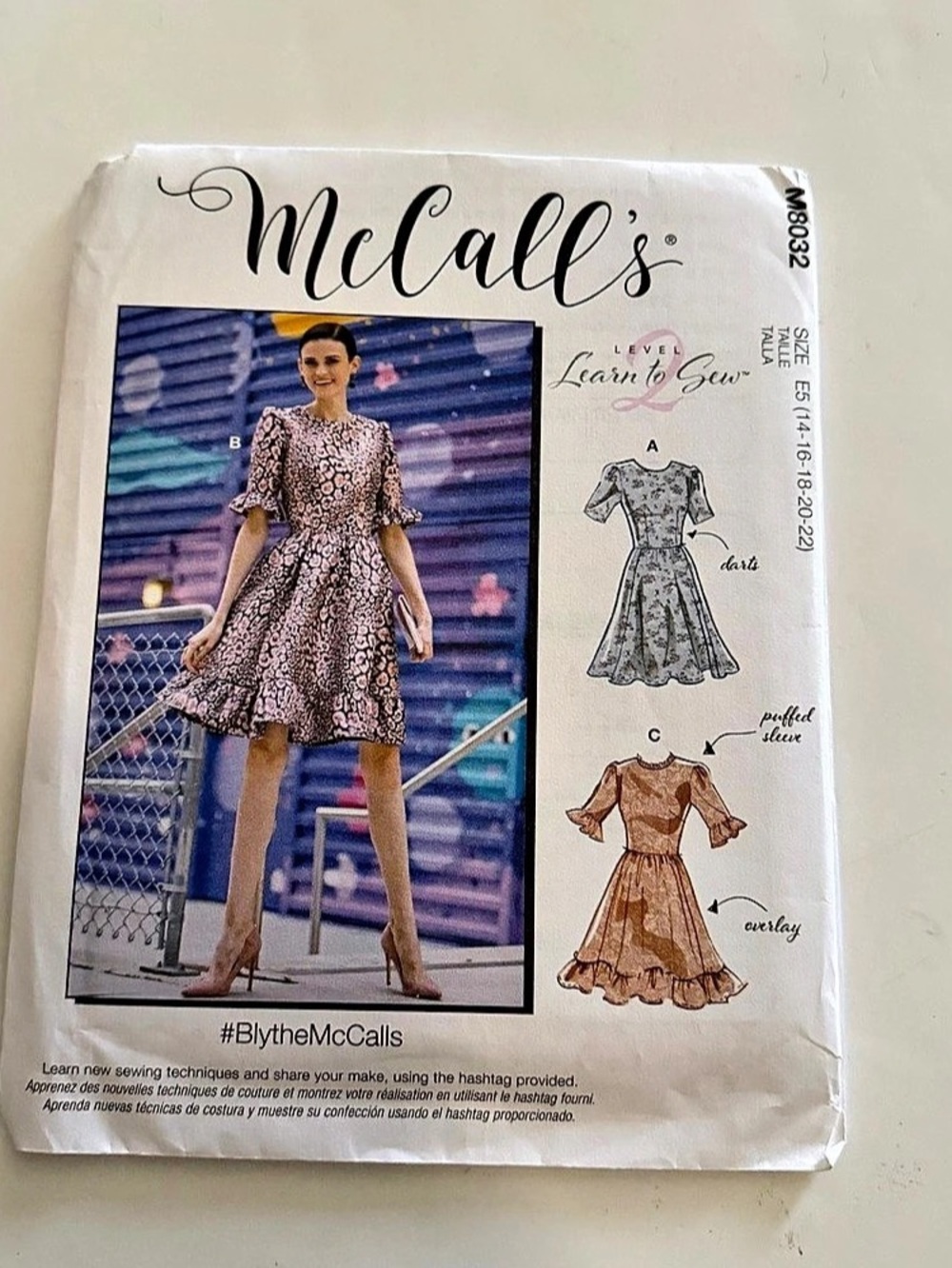McCall's M8032 Floral Dress Sewing Pattern Size 14-16-18-20-22